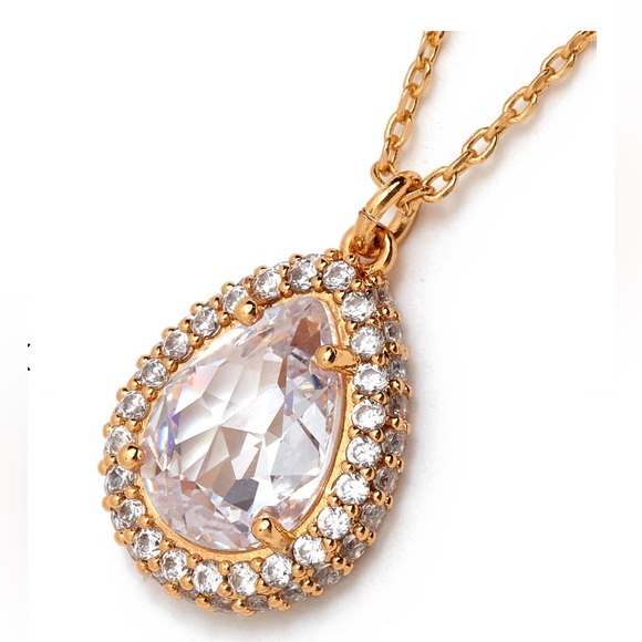 NWOT Kate Spade Brilliant Statements Pavé Halo Mini Pendant. Color: Gold - Picture 2 of 5